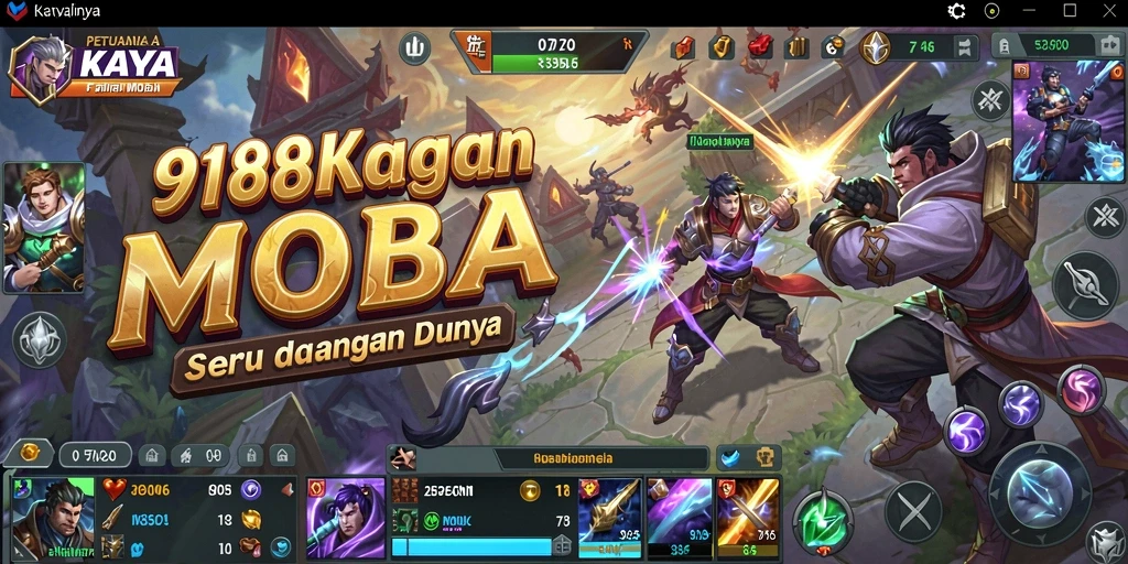 Screenshot gameplay 918KAYA menampilkan aksi seru di arena MOBA.
