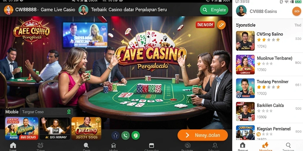Screenshot CW8888 menunjukkan dealer profesional dalam aksi di meja Live Casino.