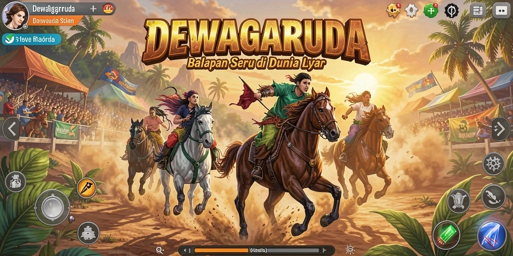Gameplay seru DEWAGARUDA dengan balapan yang mendebarkan.