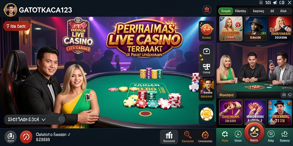 Screenshot GATOTKACA123 menampilkan dealer dan pemain yang berinteraksi saat bermain.