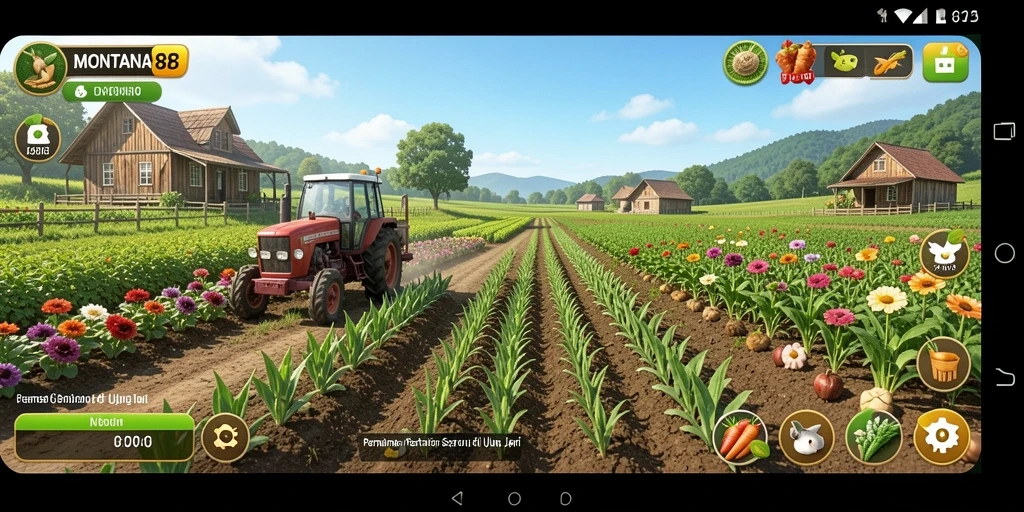 Gambaran gameplay seru dalam MONTANA88 yang menampilkan aktivitas bertani.