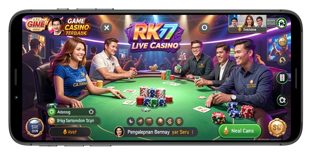Screenshot yang menunjukkan gameplay Live Casino yang mendebarkan di RK77.