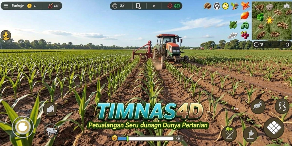 Tampilan gameplay seru di TIMNAS4D dengan aktivitas pertanian yang menarik.