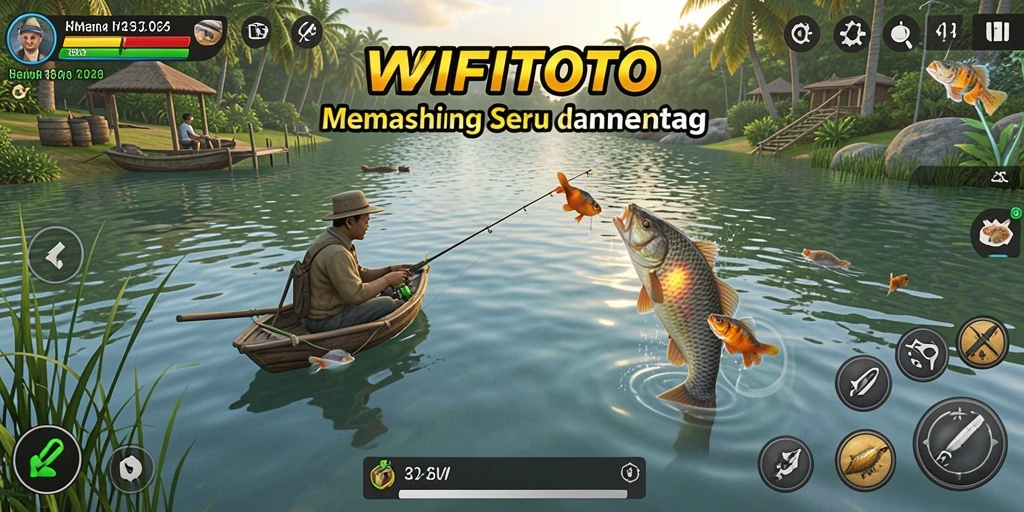 Screenshot gameplay menunjukkan aksi memancing yang menegangkan dan seru.