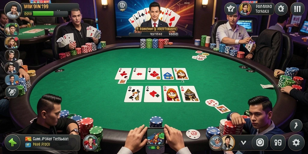 Screenshot gameplay Poker yang mendebarkan dan interaktif.